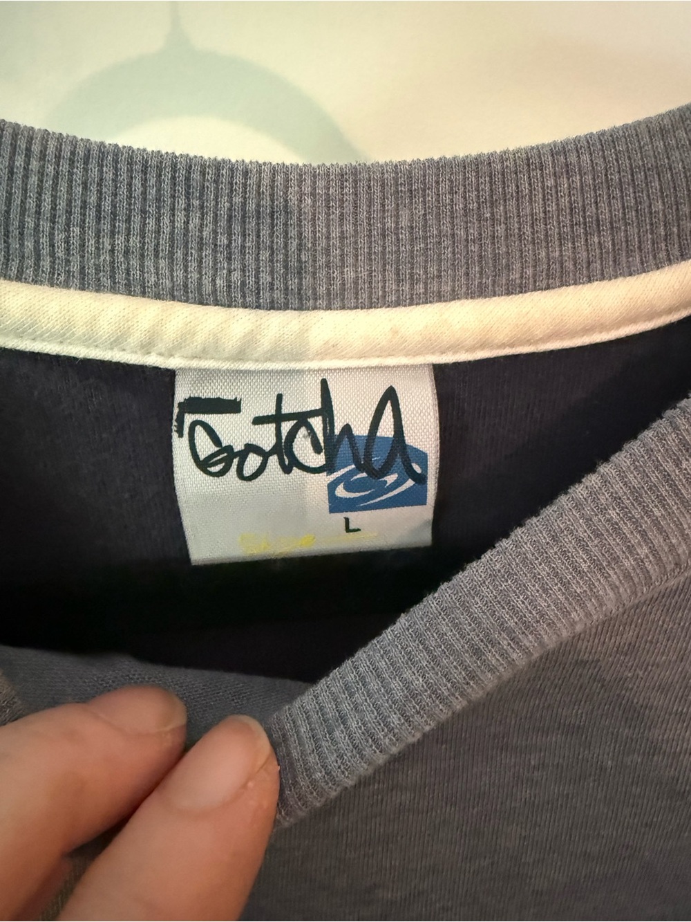 Gotcha Surf Gear- Heather Grey Short Sleeve Crewneck Tee with Contrast Stripe - Picture 3 of 4